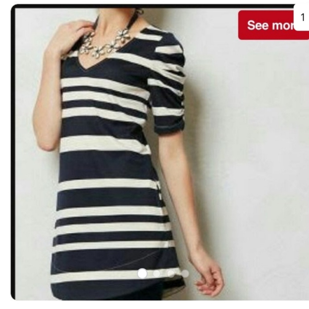 Deletta blue and cream stripe tunic